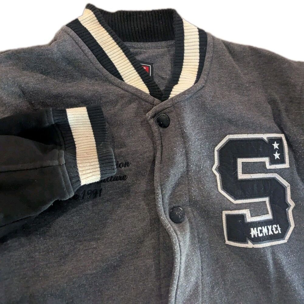 Southpole Gray/Black Varsity Long Sleeve Snap Button Jacket Medium